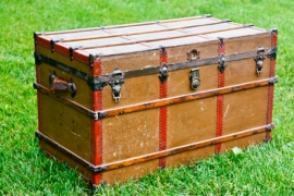 Brown & Red Vintage Steamer Trunk